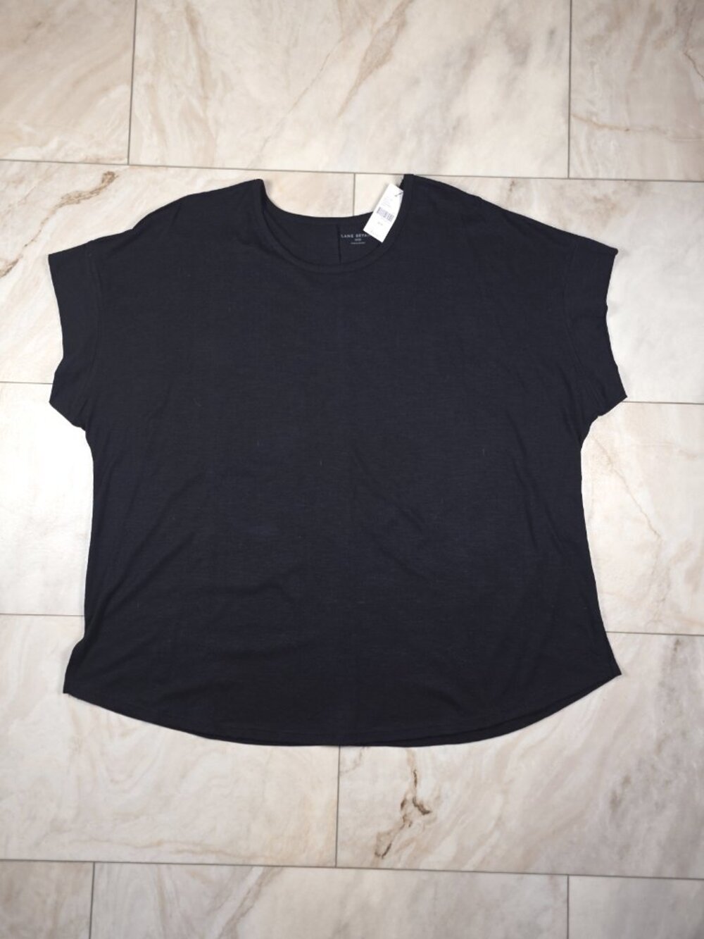 Lane Bryant 18/20 Black Tee Loose Fit Cap Sleeve Plus Size NWT
